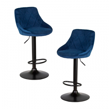 Набор 2 шт Стул барный DOBRIN LOGAN BLACK, синий велюр (MJ9-117)