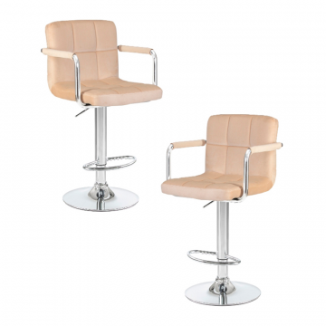 Набор 2 шт Стул барный DOBRIN KRUGER ARM, бежевый велюр (MJ9-10)