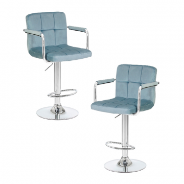 Набор 2 шт Стул барный DOBRIN KRUGER ARM, пудрово-голубой велюр (MJ9-74)