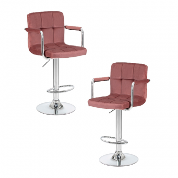 Набор 2 шт Стул барный DOBRIN KRUGER ARM, пудрово-розовый велюр (MJ9-32)