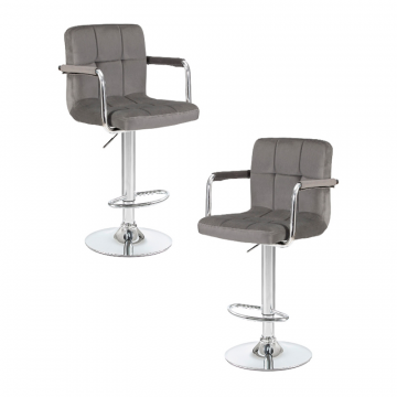 Набор 2 шт Стул барный DOBRIN KRUGER ARM, серый велюр (MJ9-75)