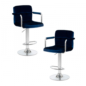 Набор 2 шт Стул барный DOBRIN KRUGER ARM, синий велюр (MJ9-117)