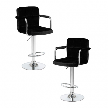 Набор 2 шт Стул барный DOBRIN KRUGER ARM, черный велюр (MJ9-101)