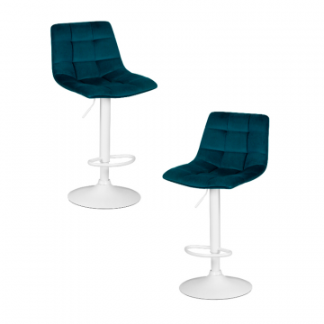 Набор 2 шт Стул барный DOBRIN TAILOR WHITE, морской волны велюр (MJ9-99)