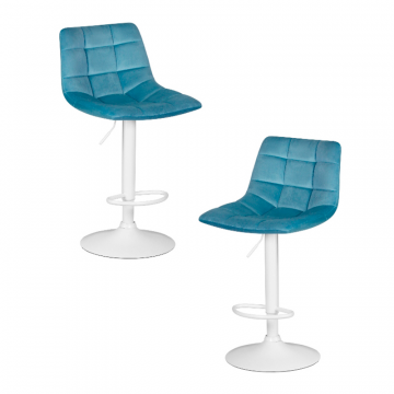 Набор 2 шт Стул барный DOBRIN TAILOR WHITE, пудрово-голубой велюр (MJ9-74)