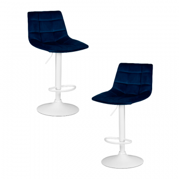 Набор 2 шт Стул барный DOBRIN TAILOR WHITE, синий велюр (MJ9-117)