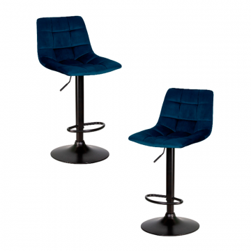 Набор 2 шт Стул барный DOBRIN TAILOR BLACK, синий велюр (MJ9-117)