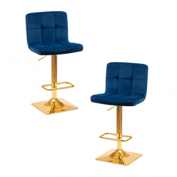 Набор 2 шт Стул барный DOBRIN GOLDIE, синий велюр (MJ9-117)