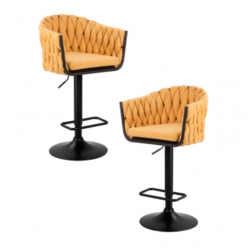 Набор 2 шт Стул барный DOBRIN LEON, жёлтая ткань (LAR 275-8)
