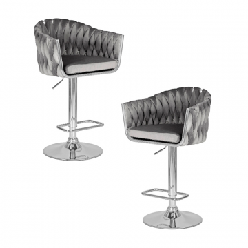 Набор 2 шт Стул барный DOBRIN MARCEL, серый велюр (MJ9-75)