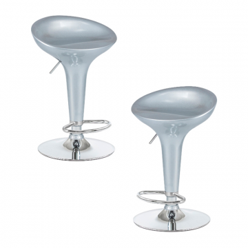 Набор 2 шт Стул барный DOBRIN BOMBA, серебряный металлик
