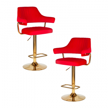 Набор 2 шт Стул барный DOBRIN CHARLY GOLD, красный велюр (MJ9-45)