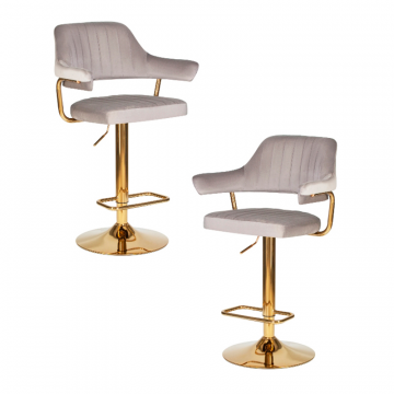 Набор 2 шт Стул барный DOBRIN CHARLY GOLD, серый велюр (MJ9-75)