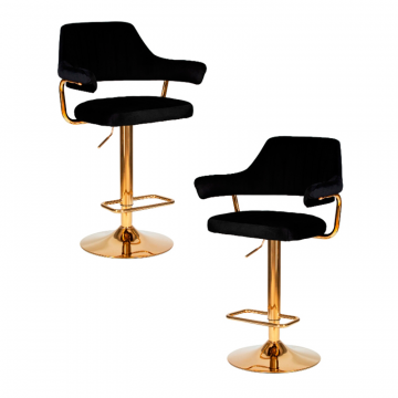 Набор 2 шт Стул барный DOBRIN CHARLY GOLD, черный велюр (MJ9-101)