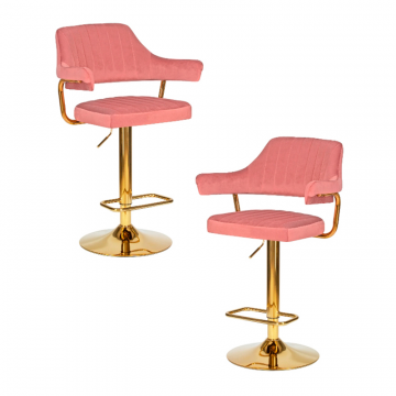 Набор 2 шт Стул барный DOBRIN CHARLY GOLD, розовый велюр (MJ9-32)
