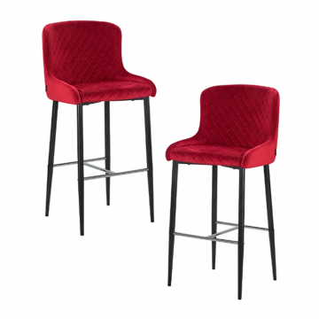 Набор 2 шт Стул барный DOBRIN CHRISTIAN'75, черные ножки, бордовый велюр (V108-85)