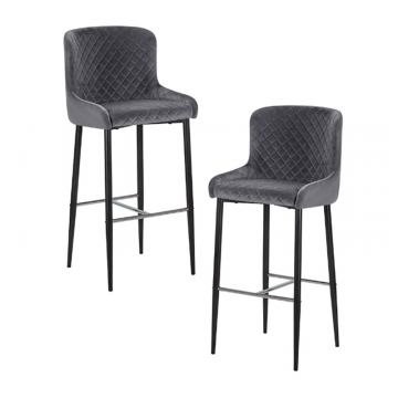 Набор 2 шт Стул барный DOBRIN CHRISTIAN'75, черные ножки, темно-серый велюр (V108-91)