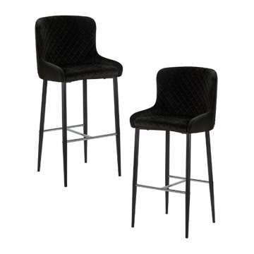 Набор 2 шт Стул барный DOBRIN CHRISTIAN'75, черные ножки, черный велюр (V108-77)