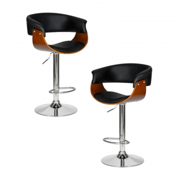 Набор 2 шт Стул барный DOBRIN OSTIN, цвет черный PU ABA 001