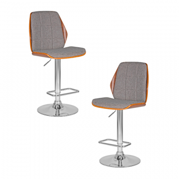 Набор 2 шт Стул барный DOBRIN PETER, серая ткань AAA 001