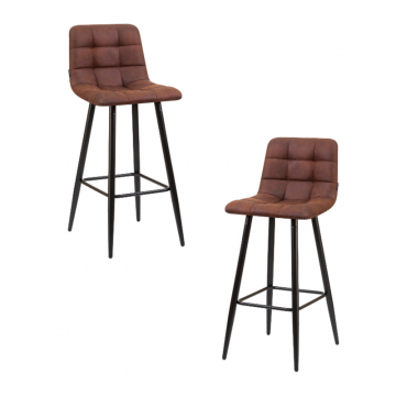 Набор 2 шт Стул барный DOBRIN NICOLE, черные матовые ножки, коричневая микрофибра (PK-03)