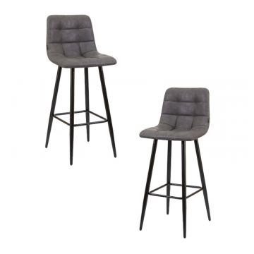 Набор 2 шт Стул барный DOBRIN NICOLE, черные матовые ножки, серая антрацитовая винтажная экокожа (RU-08)