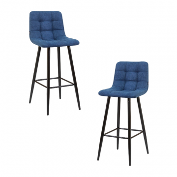 Набор 2 шт Стул барный DOBRIN NICOLE, черные матовые ножки, синяя ткань (UF860-14B)