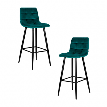 Набор 2 шт Стул барный DOBRIN NICOLE, черные матовые ножки, морской волны велюр (108-119)