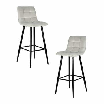 Набор 2 шт Стул барный DOBRIN NICOLE, черные матовые ножки, светло-серый велюр (108-52)