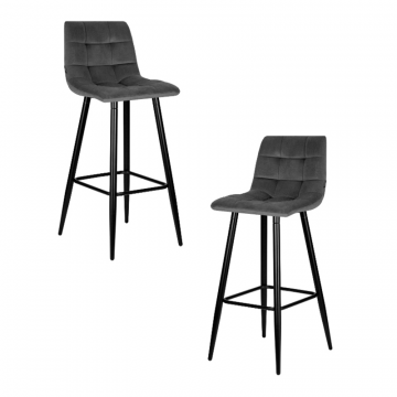 Набор 2 шт Стул барный DOBRIN NICOLE, черные матовые ножки, темно-серый велюр (108-91)