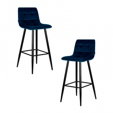 Набор 2 шт Стул барный DOBRIN NICOLE, черные матовые ножки, темно-синий велюр (108-95)
