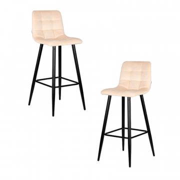 Набор 2 шт Стул барный DOBRIN NICOLE, черные матовые ножки, кремовый велюр (108-113)