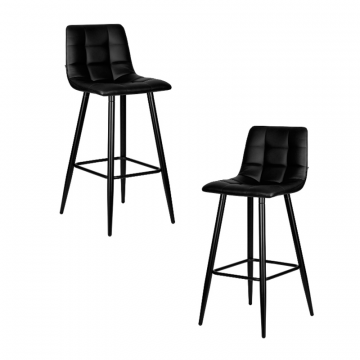 Набор 2 шт Стул барный DOBRIN NICOLE, черные матовые ножки, черная экокожа (P-01)