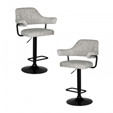 Набор 2 шт Стул барный DOBRIN CHARLY BLACK, светло-серый твид (LEO04)