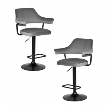 Набор 2 шт Стул барный DOBRIN CHARLY BLACK, серый велюр (MJ9-75)