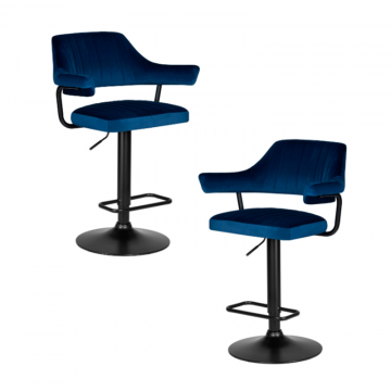 Набор 2 шт Стул барный DOBRIN CHARLY BLACK, синий велюр (MJ9-117)