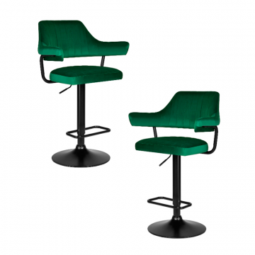 Набор 2 шт Стул барный DOBRIN CHARLY BLACK, зеленый велюр (MJ9-88)