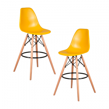 Набор 2 шт Стул барный DOBRIN DSW BAR, ножки светлый бук, цвет горчичный (Y-03)
