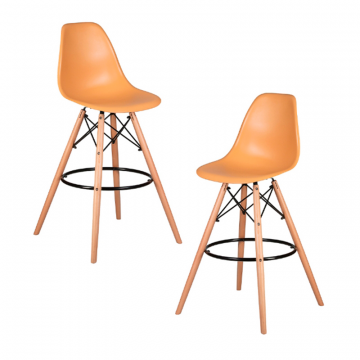 Набор 2 шт Стул барный DOBRIN DSW BAR, ножки светлый бук, цвет персиковый (NX-Y-06)
