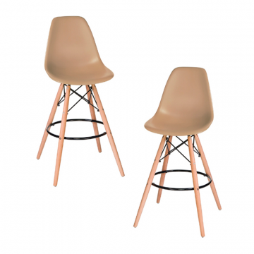 Набор 2 шт Стул барный DOBRIN DSW BAR, ножки светлый бук, цвет сиденья бежевый (GR-03)