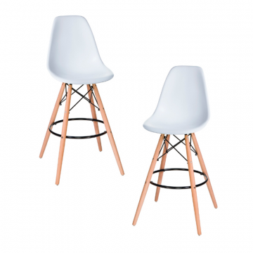 Набор 2 шт Стул барный DOBRIN DSW BAR, ножки светлый бук, цвет сиденья белый (W-02)