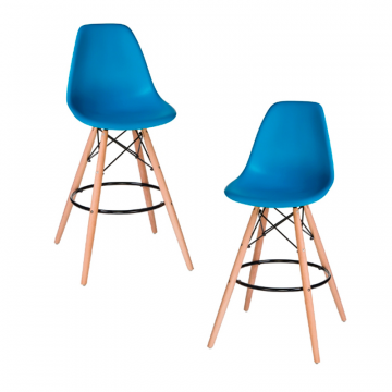 Набор 2 шт Стул барный DOBRIN DSW BAR, ножки светлый бук, цвет сиденья голубой (BE-02)