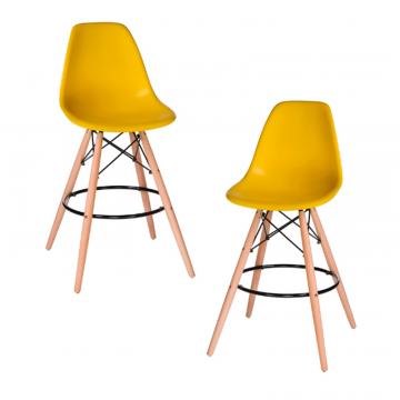 Набор 2 шт Стул барный DOBRIN DSW BAR, ножки светлый бук, цвет сиденья жёлтый (Y-01)