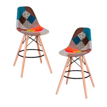 Набор 2 шт Стул барный DOBRIN DSW BAR, ножки светлый бук, цвет сиденья мозаика