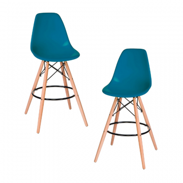 Набор 2 шт Стул барный DOBRIN DSW BAR, ножки светлый бук, цвет сиденья морской волны (G-05)