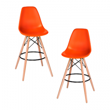 Набор 2 шт Стул барный DOBRIN DSW BAR, ножки светлый бук, цвет сиденья оранжевый (O-02)