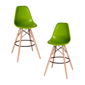 Набор 2 шт Стул барный DOBRIN DSW BAR, ножки светлый бук, цвет сиденья салатовый (G-08)