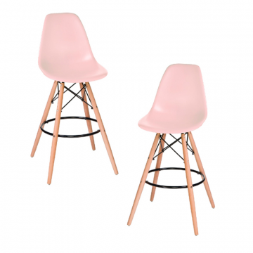 Набор 2 шт Стул барный DOBRIN DSW BAR, ножки светлый бук, цвет сиденья светло-розовый (PK-02)