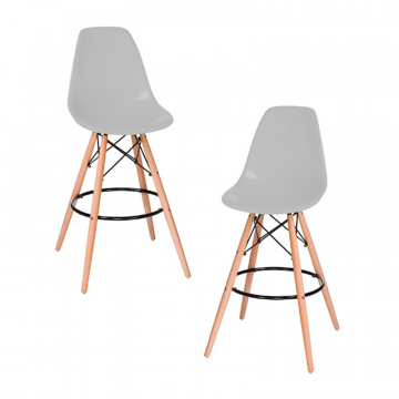 Набор 2 шт Стул барный DOBRIN DSW BAR, ножки светлый бук, цвет сиденья светло-серый (GR-01)