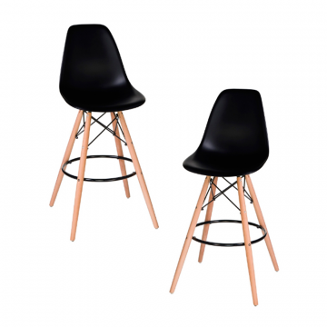 Набор 2 шт Стул барный DOBRIN DSW BAR, ножки светлый бук, цвет сиденья чёрный (B-03)